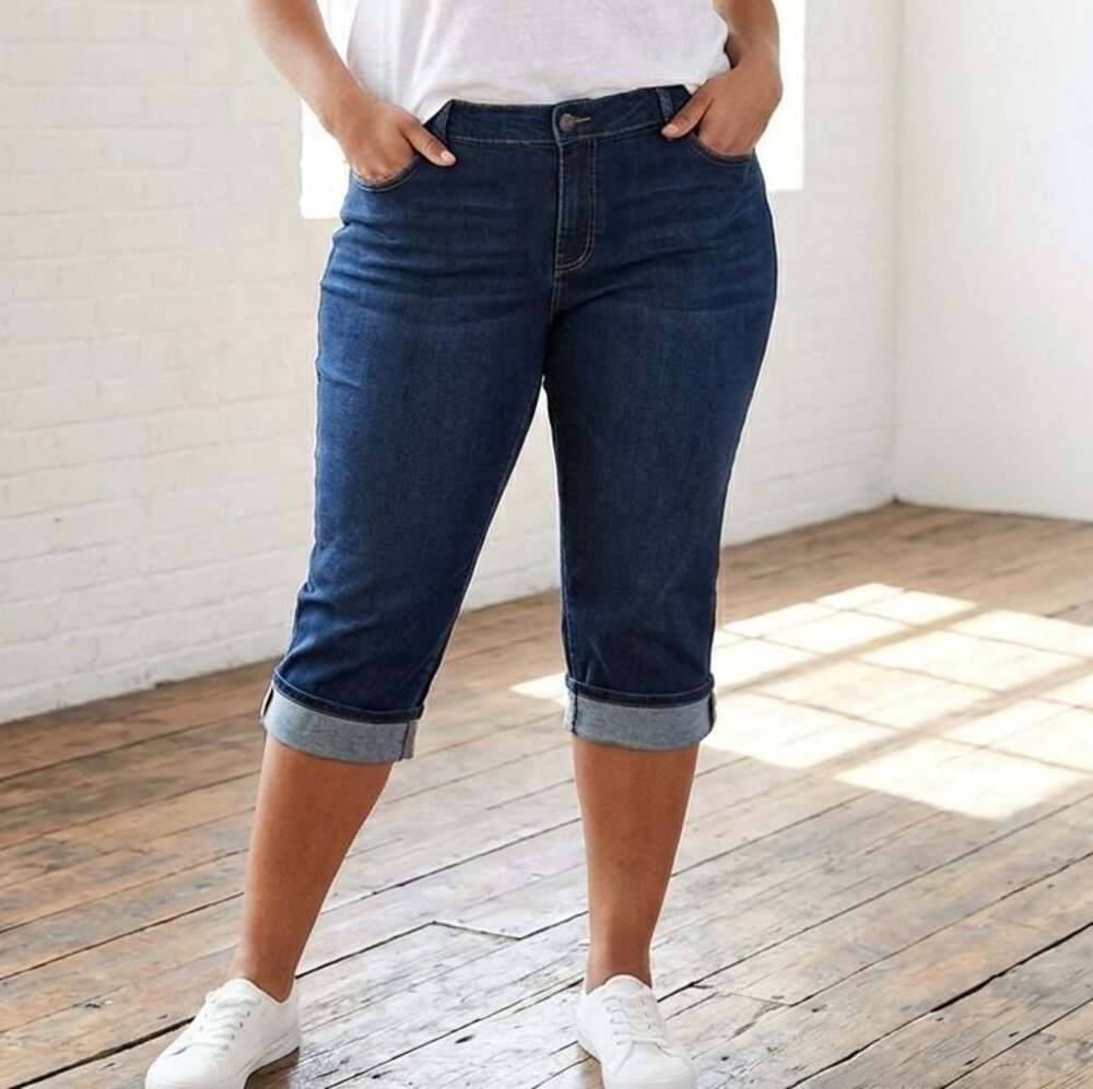 Plus Size 22 Old Navy Mid-Rise Wow Capri Jeans in Dark Wash